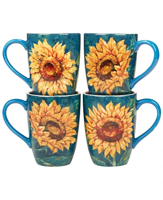 Certified International Golden Sunflowers Set of 4 Mugs