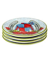 Certified International Derby Day at the Races Set of 4 Canape Plates