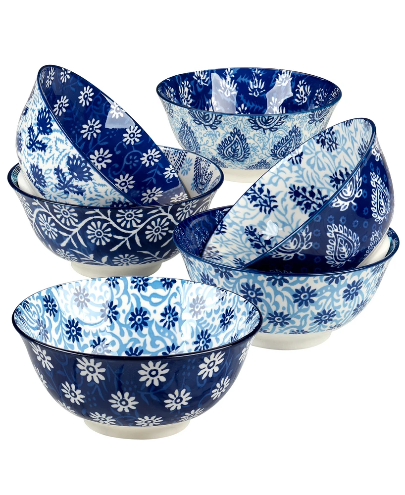 Certified International Carnival Blue Set of 6 All Purpose Bowl, 6.25" 6 Asst