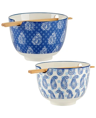 Certified International Carnival Blue Set of 2 Ramen Bowls, 2 Asst