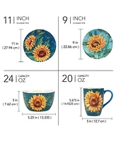 Certified International Golden Sunflowers 16Pc Dinnerware Set, Service for 4