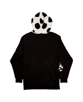 Men's and Women's Loungefly Black Distressed Mickey Friends Minnie Mouse Rocks The Dots Sherpa Pullover Hoodie