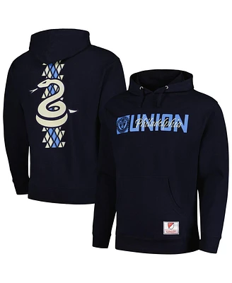 Men's Mitchell & Ness Navy Philadelphia Union 2024 Jersey Hook Snake Pullover Hoodie