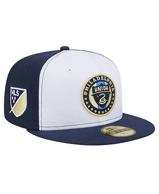 Men's New Era White, Navy Philadelphia Union 2024 Kick Off Collection 59FIFTY Fitted Hat