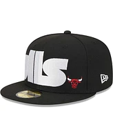 Men's New Era Black Chicago Bulls Checkerboard Uv 59FIFTY Fitted Hat