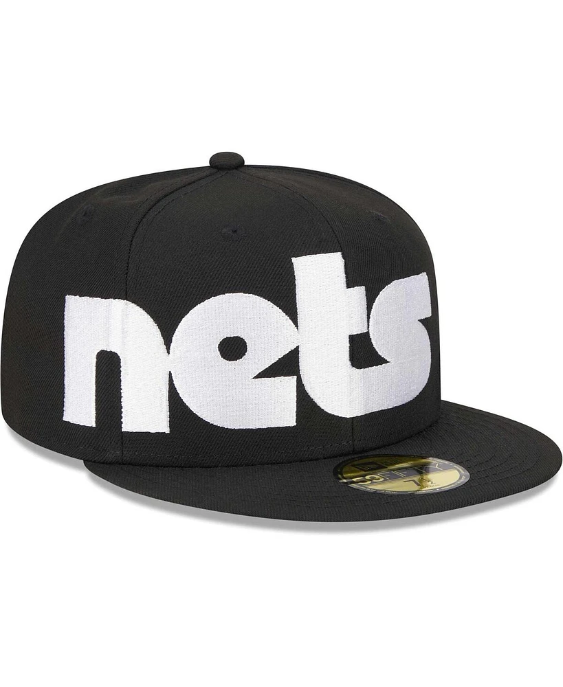 Men's New Era Black Brooklyn Nets Checkerboard Uv 59FIFTY Fitted Hat