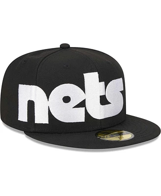 Men's New Era Black Brooklyn Nets Checkerboard Uv 59FIFTY Fitted Hat