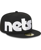 Men's New Era Black Brooklyn Nets Checkerboard Uv 59FIFTY Fitted Hat