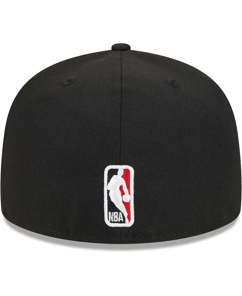 Men's New Era Black Chicago Bulls Checkerboard Uv 59FIFTY Fitted Hat