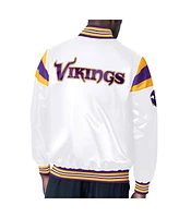 Men's Starter White Minnesota Vikings Satin Full-Snap Varsity Jacket