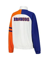 Women's Starter White Denver Broncos Curve Ball Raglan Full-Zip Track Jacket