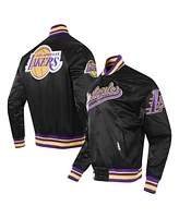 Men's Pro Standard Black Los Angeles Lakers Script Tail Full-Snap Satin Varsity Jacket