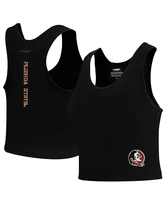 Women's Pro Standard Black Florida State Seminoles Tonal Neutral Fitted Waist Length Racerback Tank Top