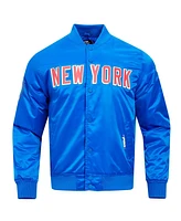 Men's Pro Standard Blue New York Rangers Classic Satin Full-Snap Jacket