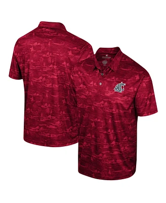 Men's Colosseum Crimson Washington State Cougars Daly Print Polo Shirt