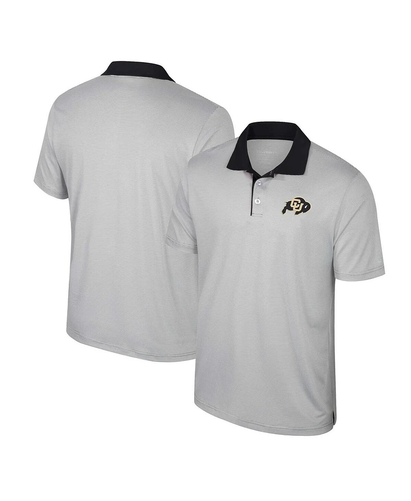 Men's Colosseum Gray Colorado Buffaloes Tuck Striped Polo Shirt