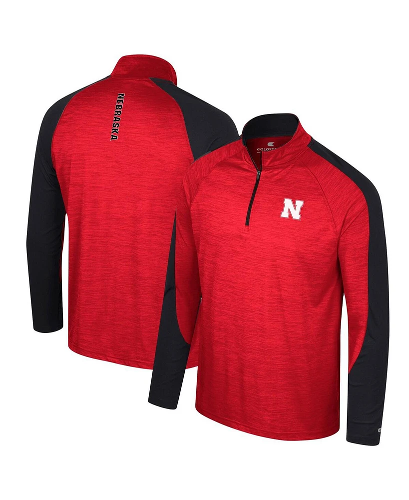 Men's Colosseum Scarlet Nebraska Huskers Langmore Raglan Quarter-Zip Top