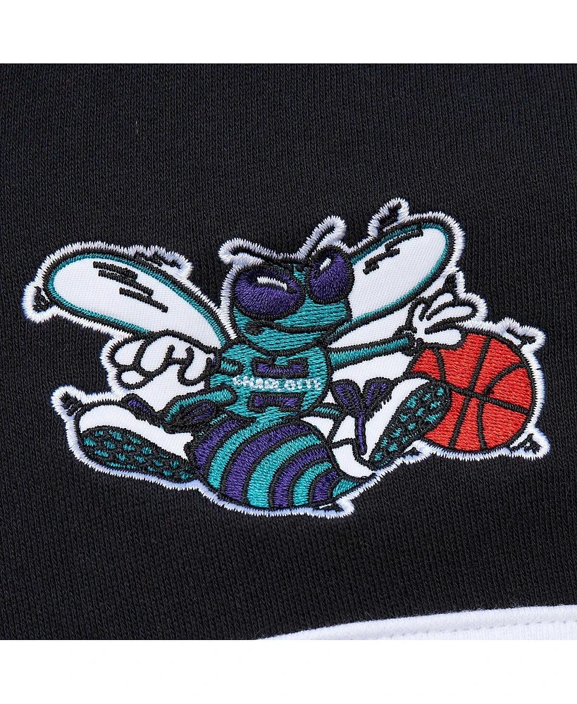 Men's Mitchell & Ness Teal, Black Charlotte Hornets Head Coach Pullover Hoodie