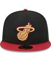 Men's New Era Black, Red Miami Heat Gameday Gold Pop Stars 59FIFTY Fitted Hat