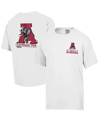 Men's Comfortwash White Distressed Alabama Crimson Tide Vintage-Like Logo T-shirt