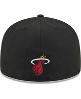 Men's New Era Black Miami Heat Game Day Hollow Logo Mashup 59FIFTY Fitted Hat
