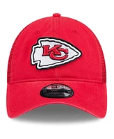 Men's New Era Red Distressed Kansas City Chiefs Game Day 9TWENTY Adjustable Trucker Hat