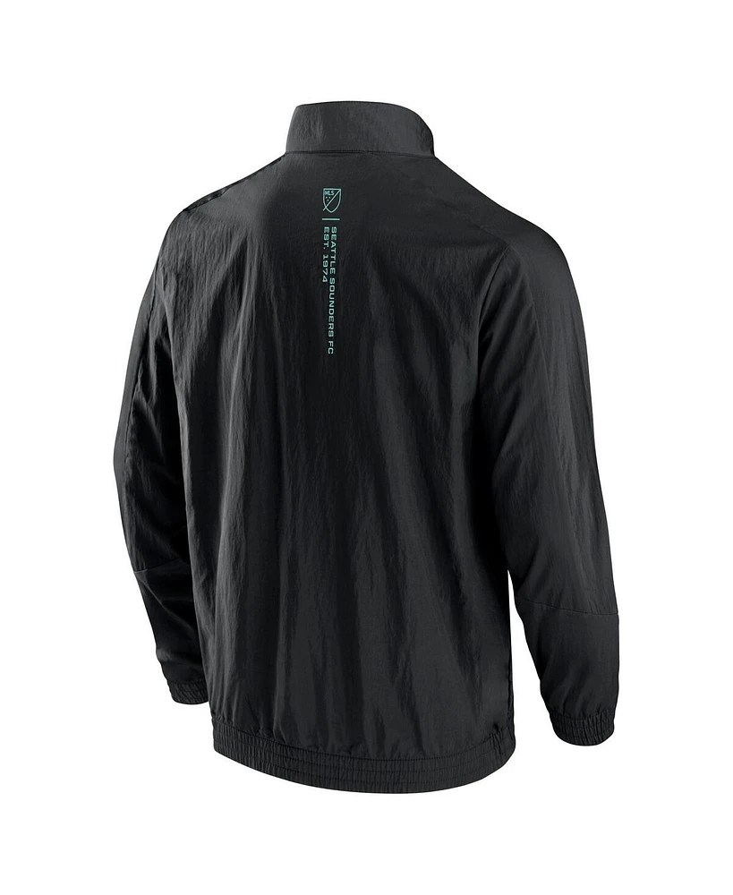 Men's Fanatics Black Seattle Sounders Fc Header Raglan Full-Zip Jacket