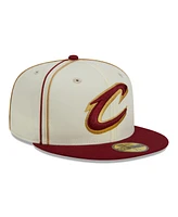 Men's New Era Cream, Wine Cleveland Cavaliers Piping 2-Tone 59FIFTY Fitted Hat