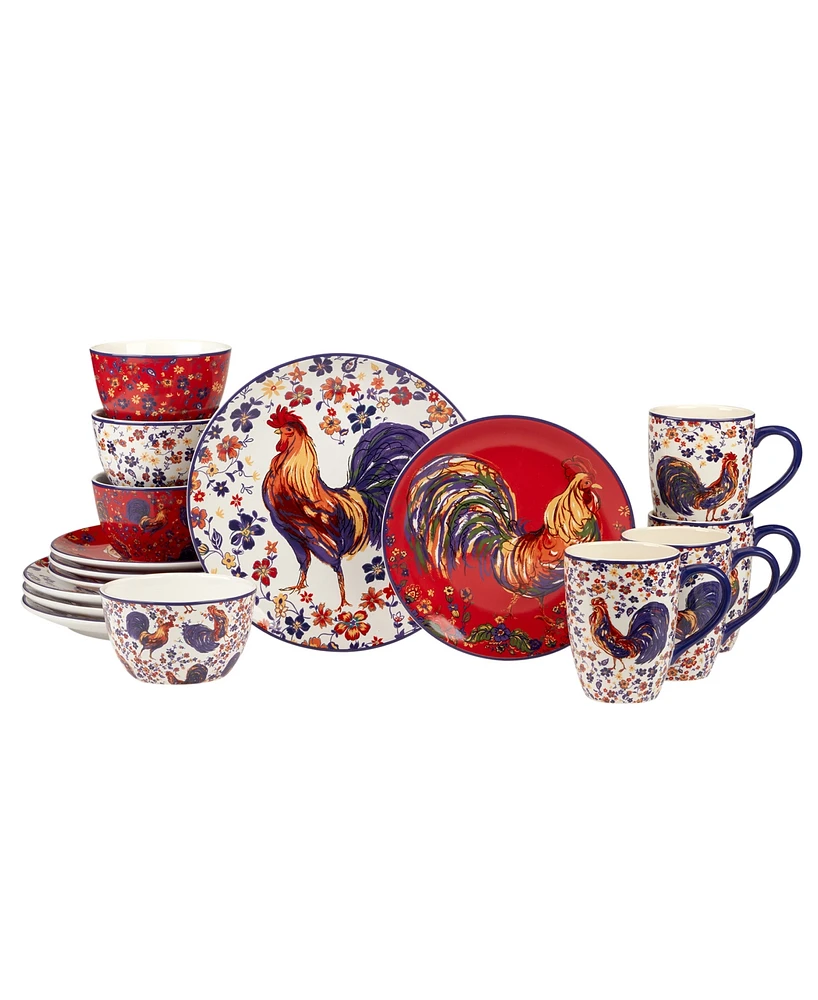 Certified International Morning Rooster 16Pc Dinnerware Set, Service for 4