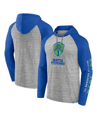 Men's Fanatics Steel Seattle Sounders Fc Deflection Raglan Pullover Hoodie