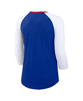 Women's Nike Royal, White Buffalo Bills Knockout Arch Raglan Tri-Blend 3/4-Sleeve T-shirt