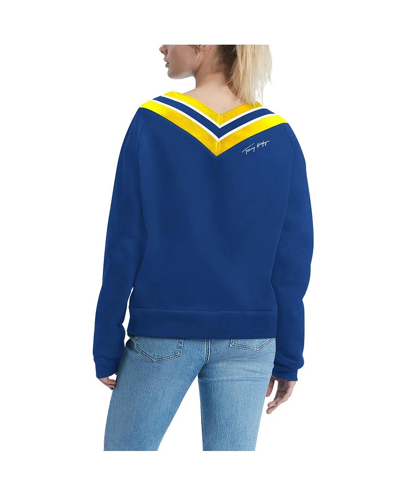 Women's Tommy Hilfiger Royal Los Angeles Rams Heidi V-Neck Pullover Sweatshirt