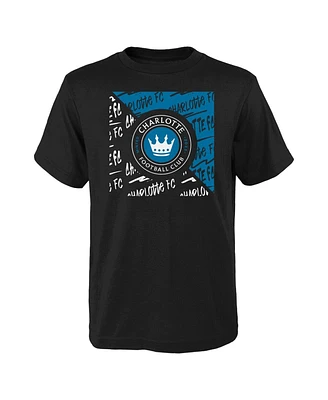 Big Boys and Girls Black Charlotte Fc Divide T-shirt