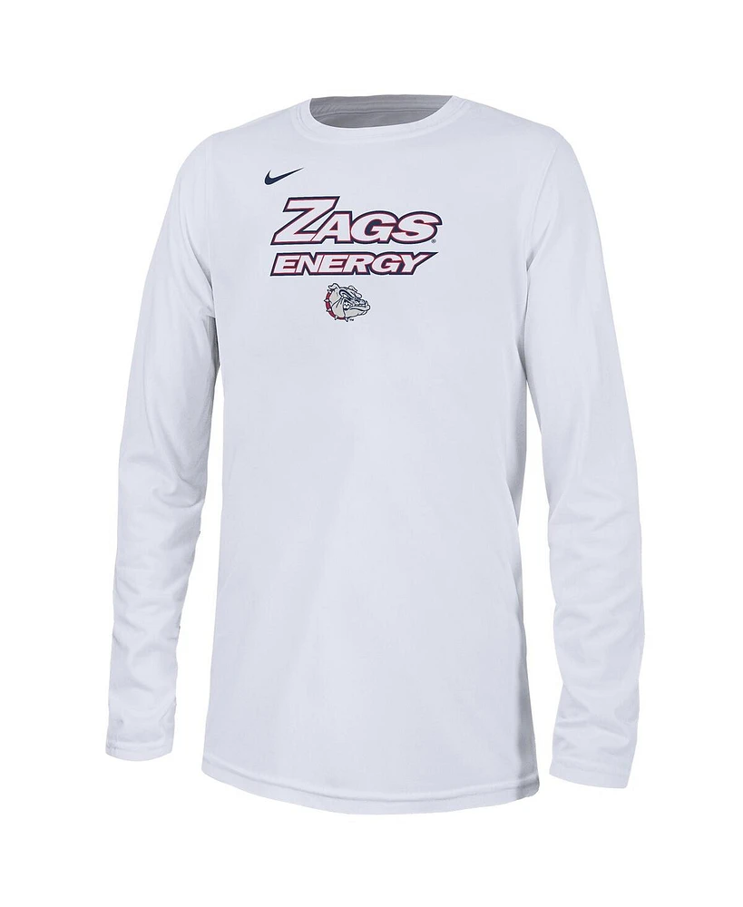 Big Boys Nike White Gonzaga Bulldogs 2024 On-Court Bench Energy T-shirt