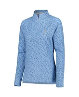 Women's Peter Millar Blue The Players Printed Raglan Perth Quarter-Zip Top