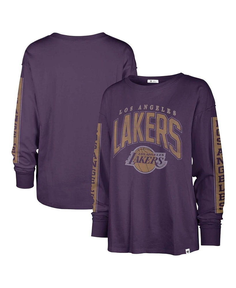 Women's '47 Brand Purple Los Angeles Lakers Tomcat Long Sleeve T-shirt