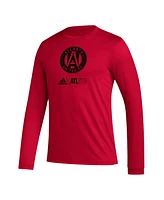 Men's adidas Red Atlanta United Fc Icon Aeroready Long Sleeve T-shirt