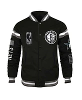 Men's and Women's Fisll x Black History Collection Brooklyn Nets Full-Snap Varsity Jacket