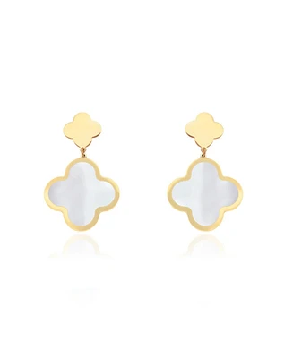 The Lovery Mother of Pearl and Gold Clover Drop Earrings