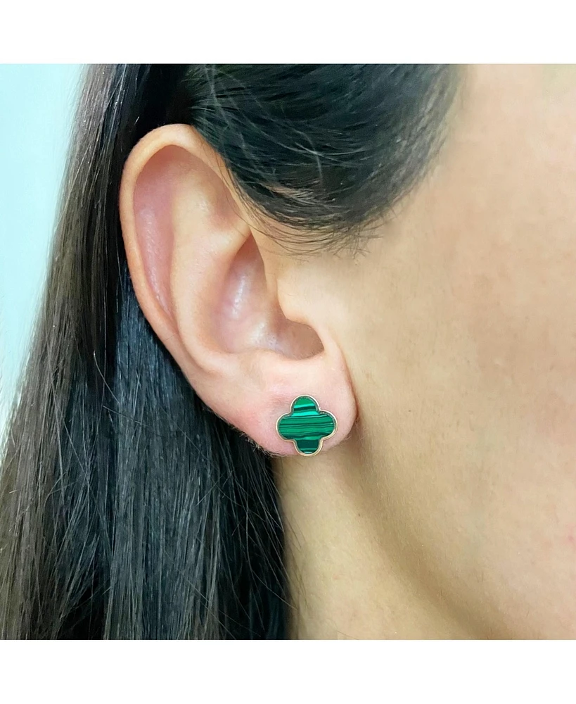 The Lovery Small Malachite Clover Stud Earrings