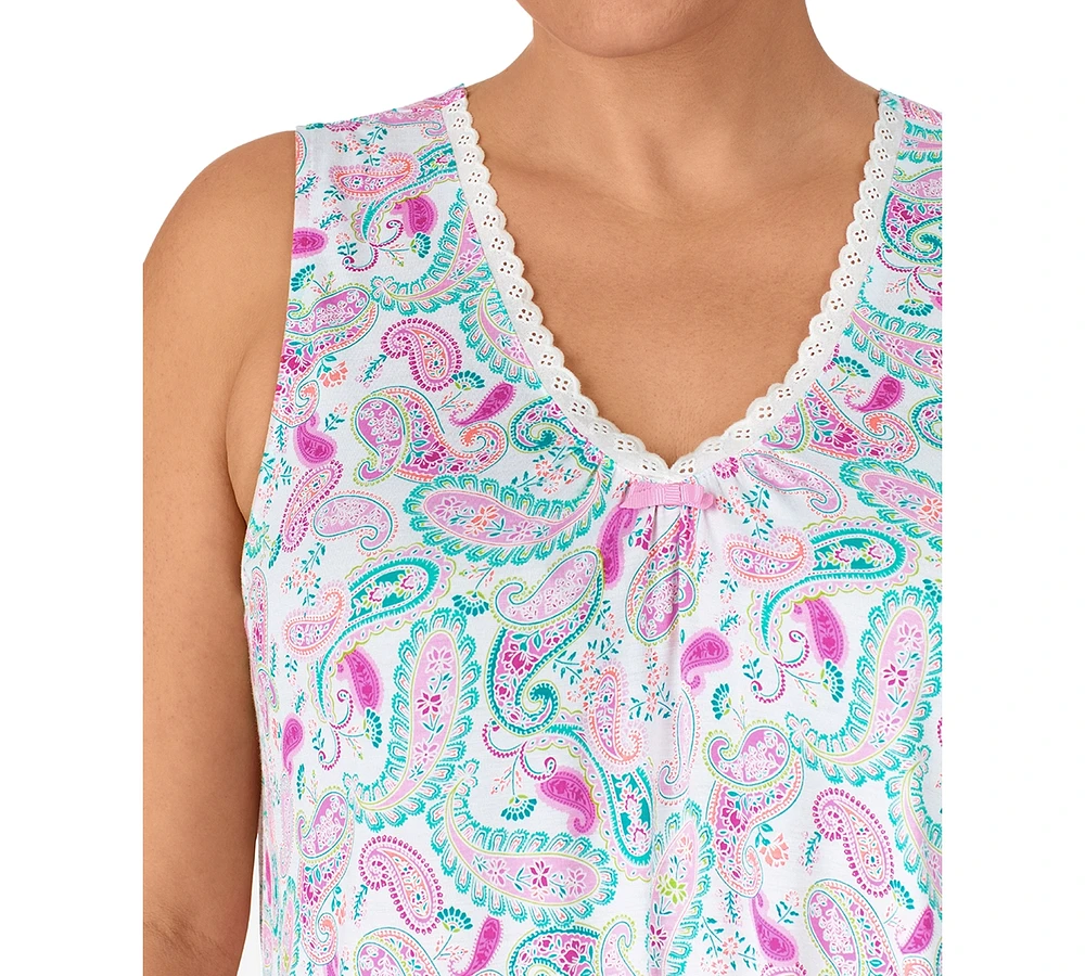 Ellen Tracy Plus Sleeveless Paisley Nightgown