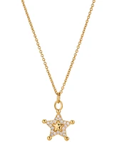 Ajoa by Nadri 18k Gold-Plated Pave Sheriff Star Pendant Necklace, 16" + 2" extender