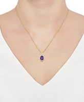 Amethyst (1-1/2 ct. t.w.) & Lab-Grown White Sapphire (1/8 Oval Halo 18" Pendant Necklace 14k Gold-Plated Sterling Silver (Also Additio