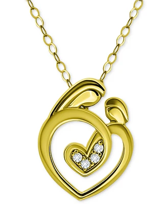 Giani Bernini Cubic Zirconia Mother & Child Pendant Necklace, 16" + 2" extender, Created for Macy's
