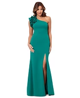 Xscape Women's Embellished One-Shoulder Scuba Gown