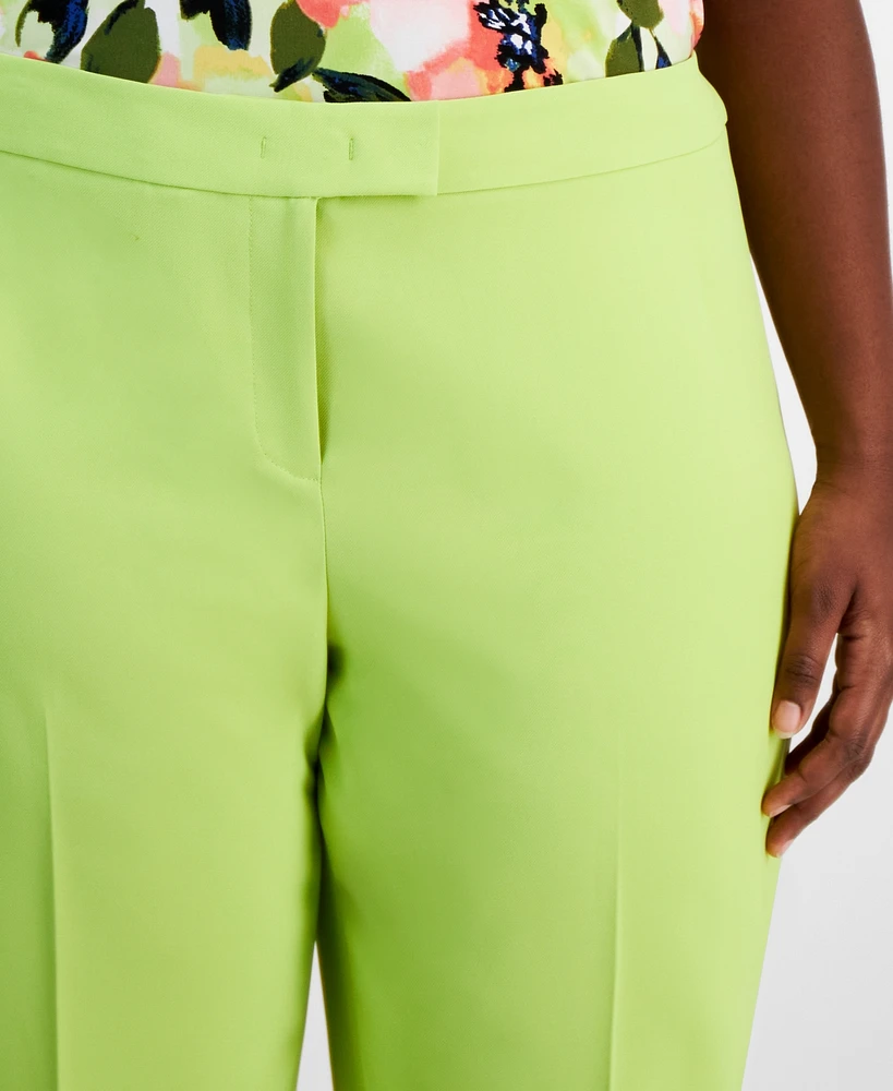 Anne Klein Plus Mid-Rise Crease-Front Flare-Leg Pants, Created for Macy's