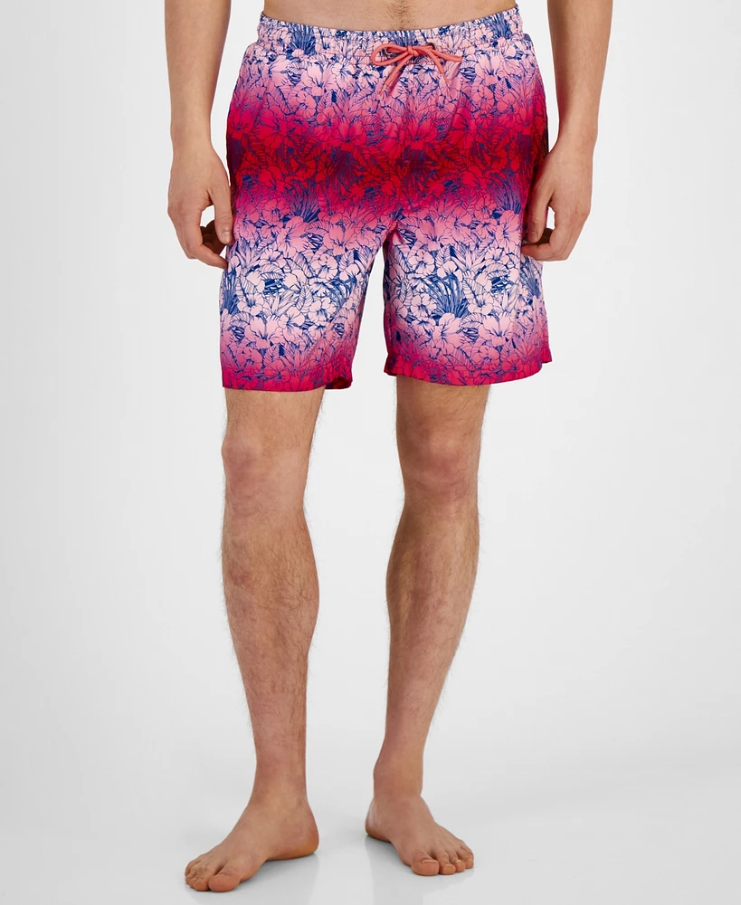 Club Room Men's Hibiscus Quick-Dry Floral 7" Swim Trunks, Created for Macy's