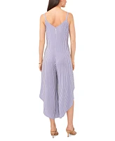 Vince Camuto Women's Striped Tie Shoulder Angled Hem Jumpsuit