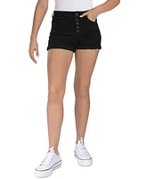 Indigo Rein Juniors' Exposed-Button High Rise Destructed Shorts