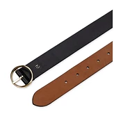 Cole Haan Women's Two-In-One Center Bar Reversible Genuine Leather Belt